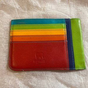 mywalit, Slim Credit Card Holder – Multi-color, Leather, with teal stitching
